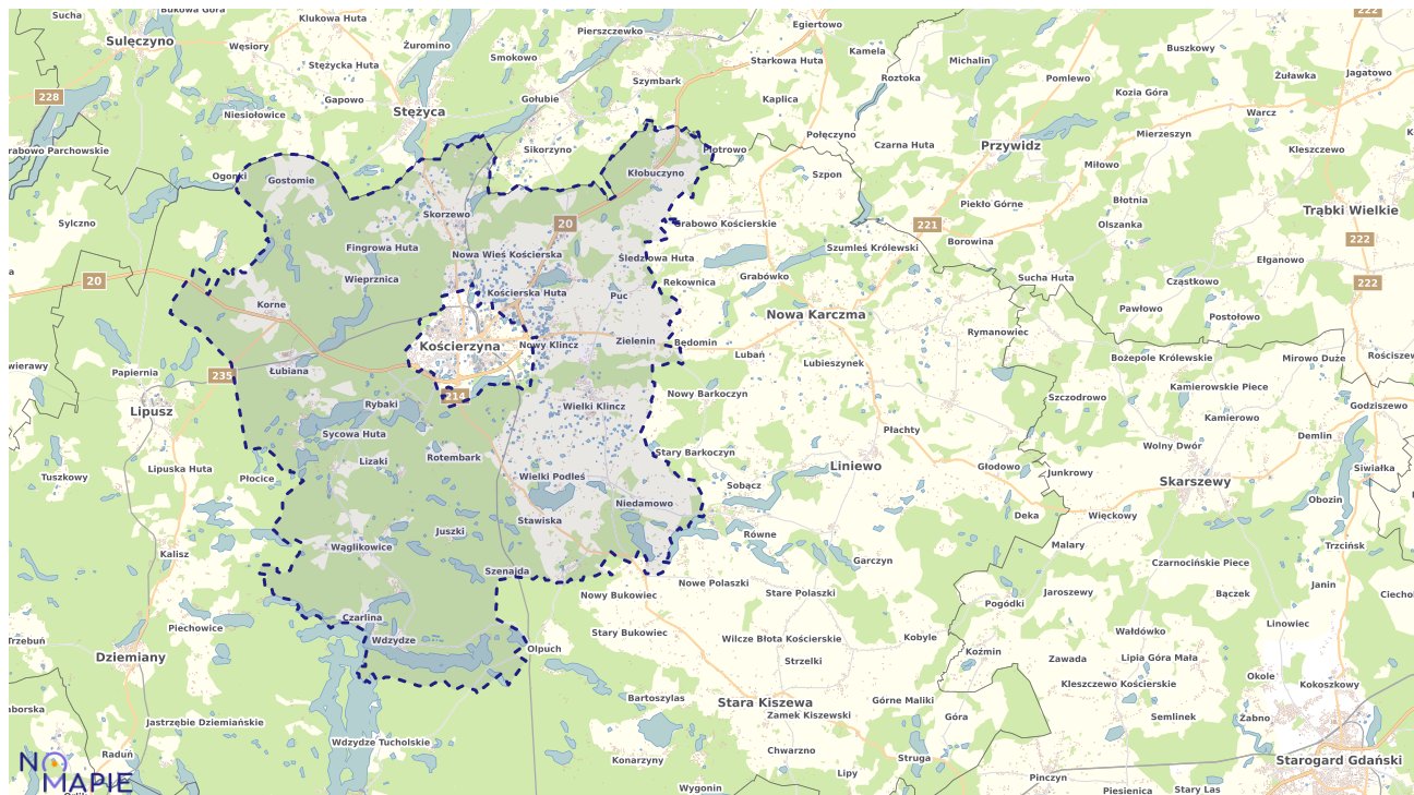 Mapa obszarów ochrony przyrody Kościerzyny