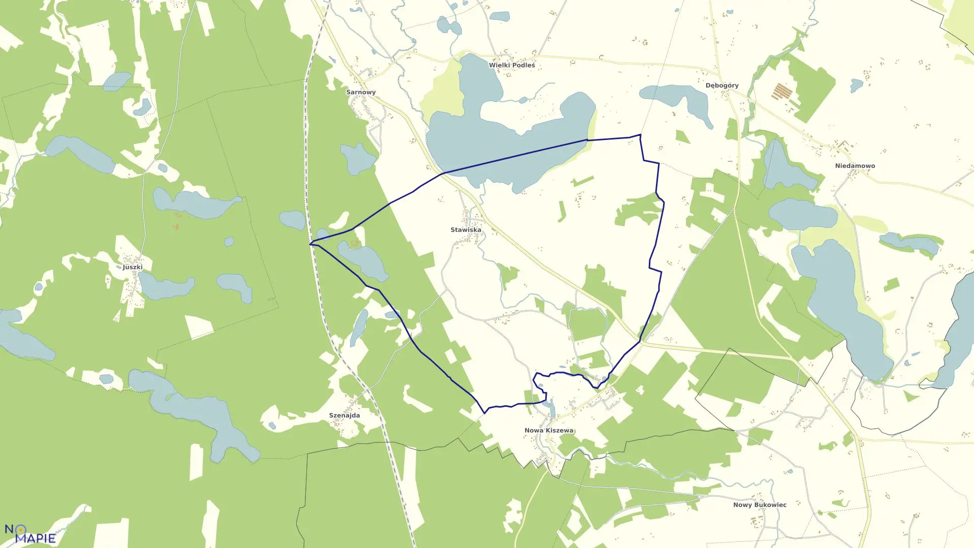 Mapa obrębu Stawiska w gminie Kościerzyna